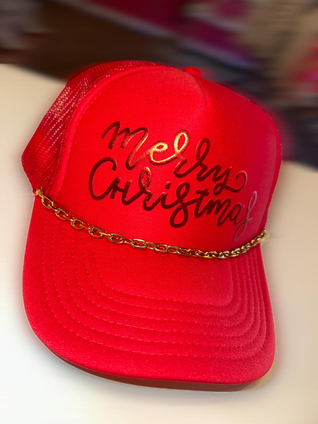 Merry Christmas Chain Trucker Hat