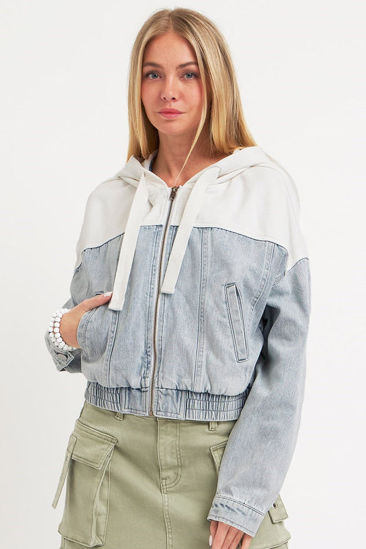 RJ CONTRAST HOODED BOMBER JACKET