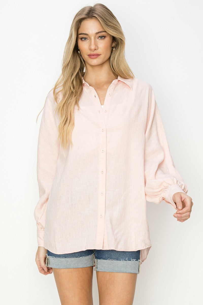 RJ Linen Pink Long Sleeve