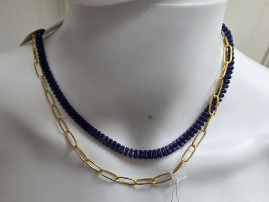 Baguette & Paperclip Chain Link Necklace
