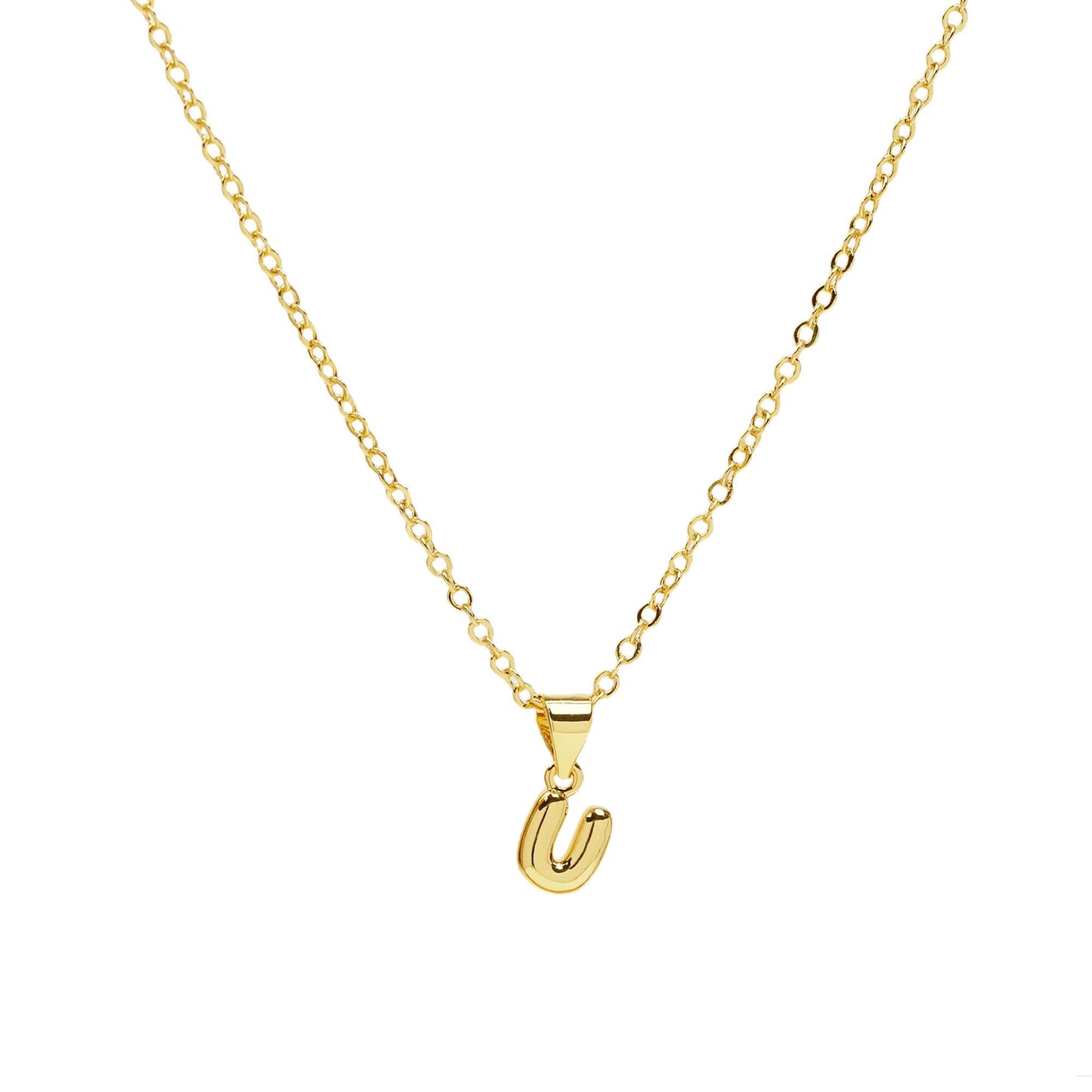 Initial Mini Balloon Bubble 18K Gold Necklace