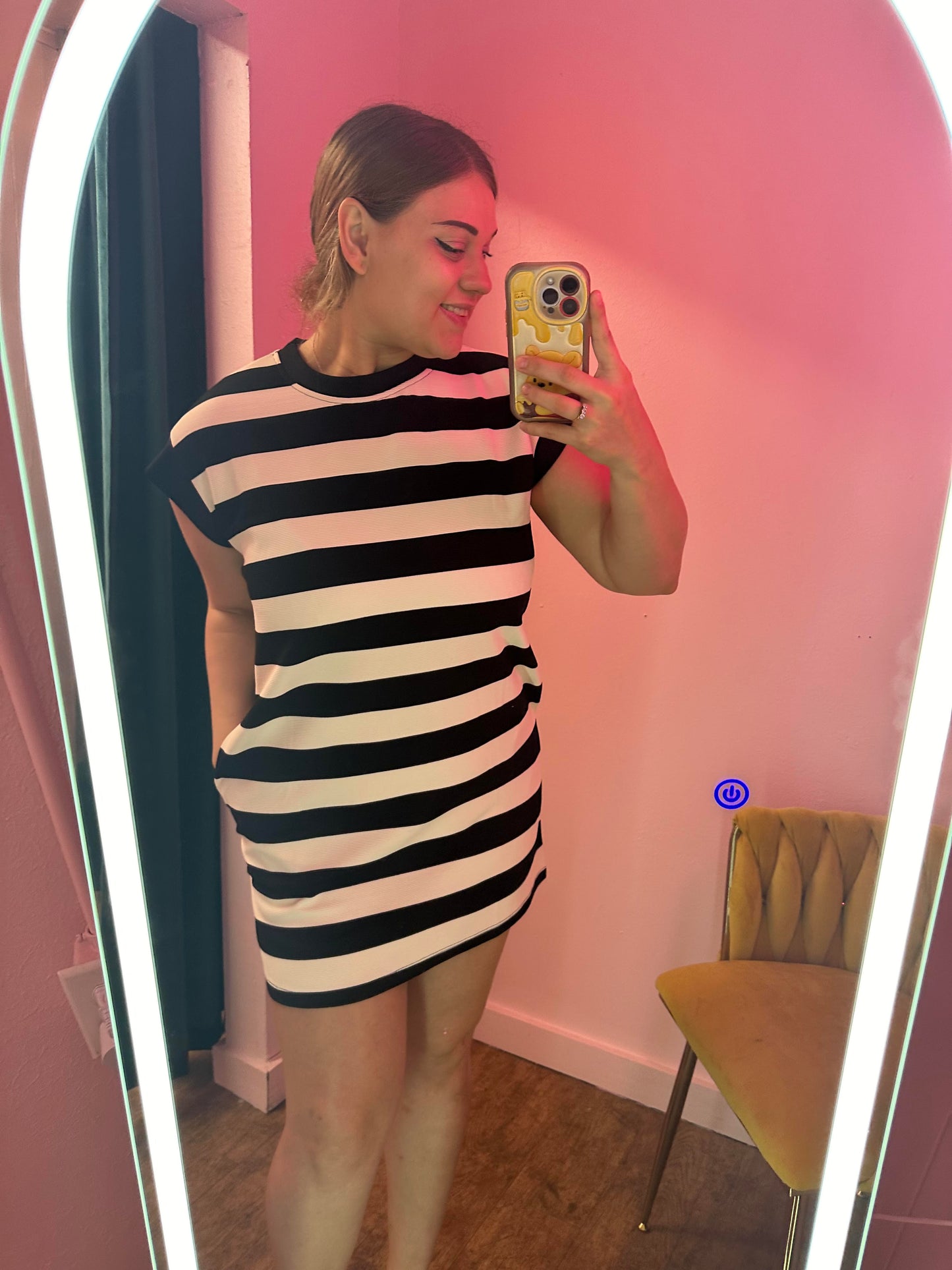 Entro Black & White Striped Dress