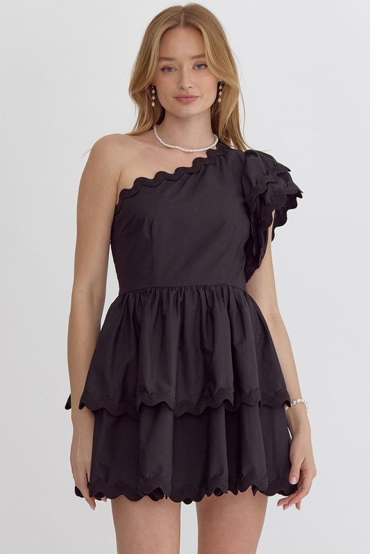 Entro Black One Shoulder Dress