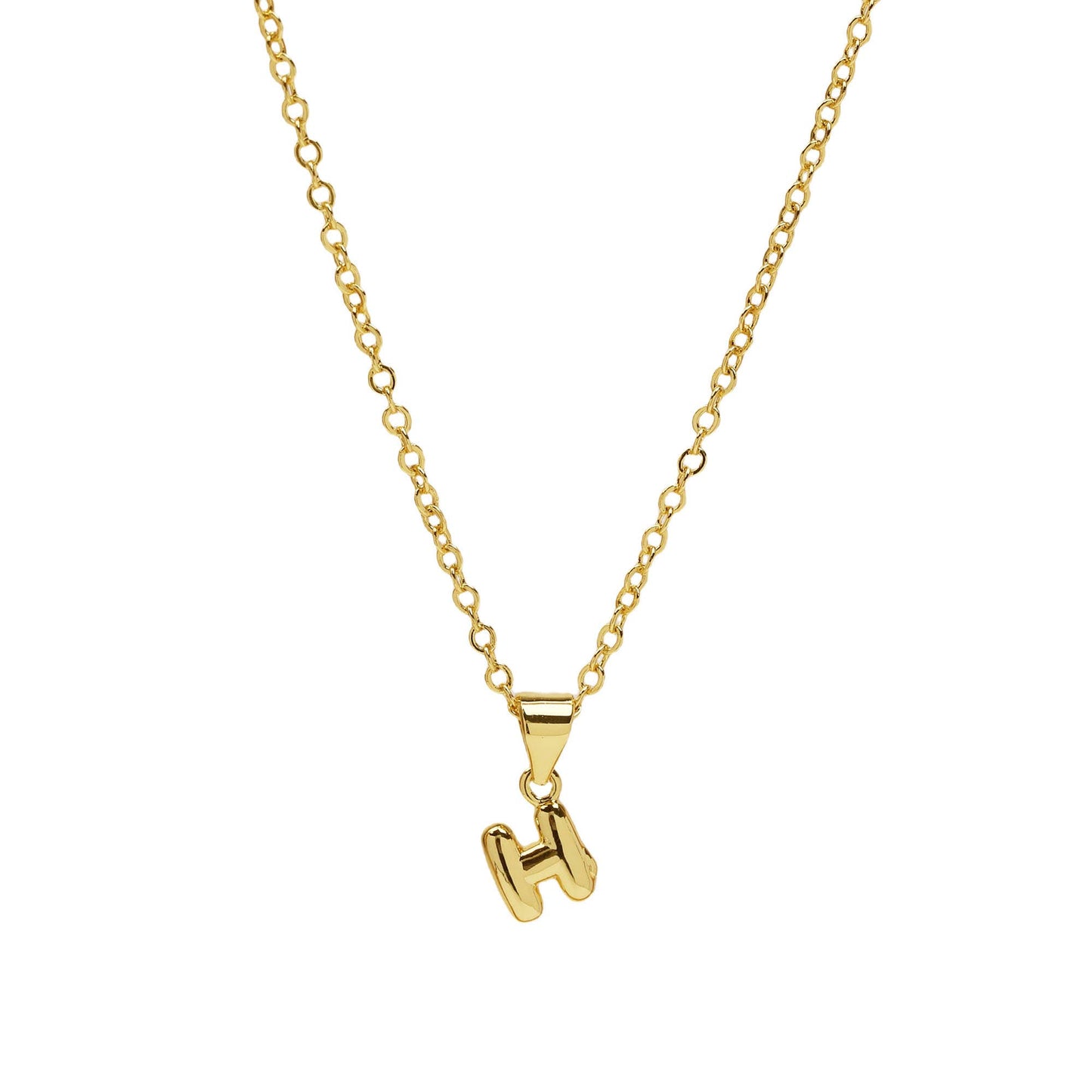 Initial Mini Balloon Bubble 18K Gold Necklace