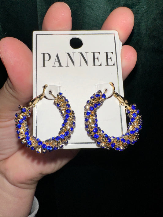 Blue & Gold Hoop Earrings