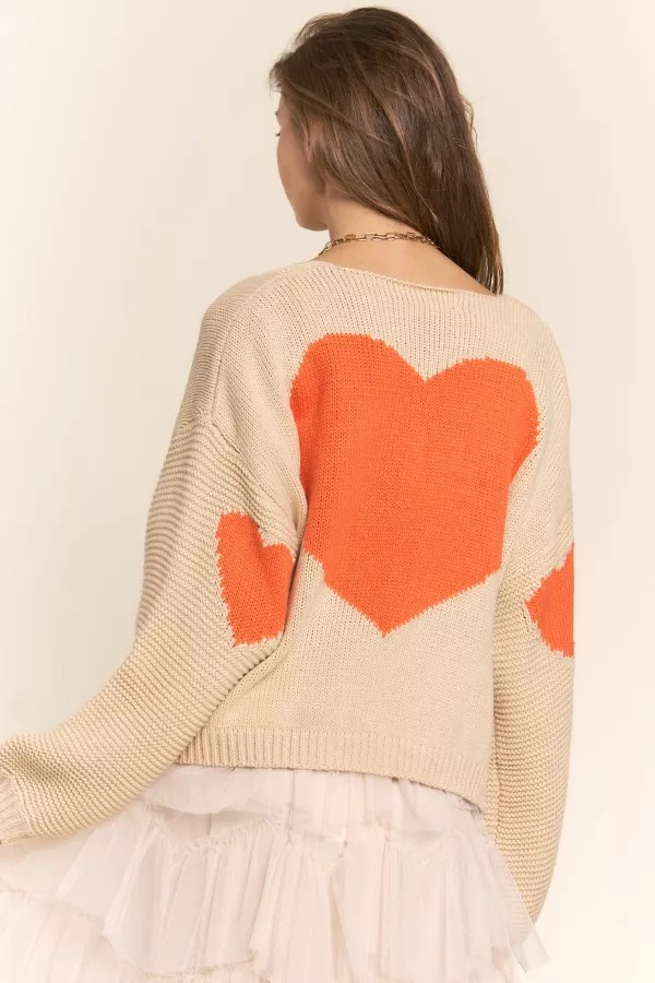 Back Heart Knit Cardigan