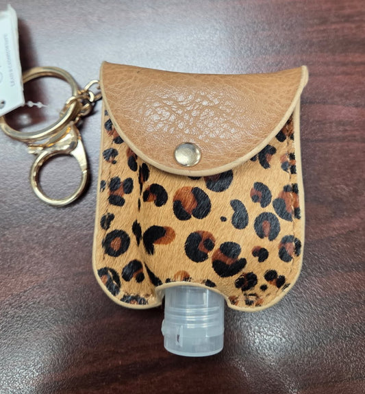 Animal Print Calf Hair Mini Sanitizer Holder-Brown Cheetah