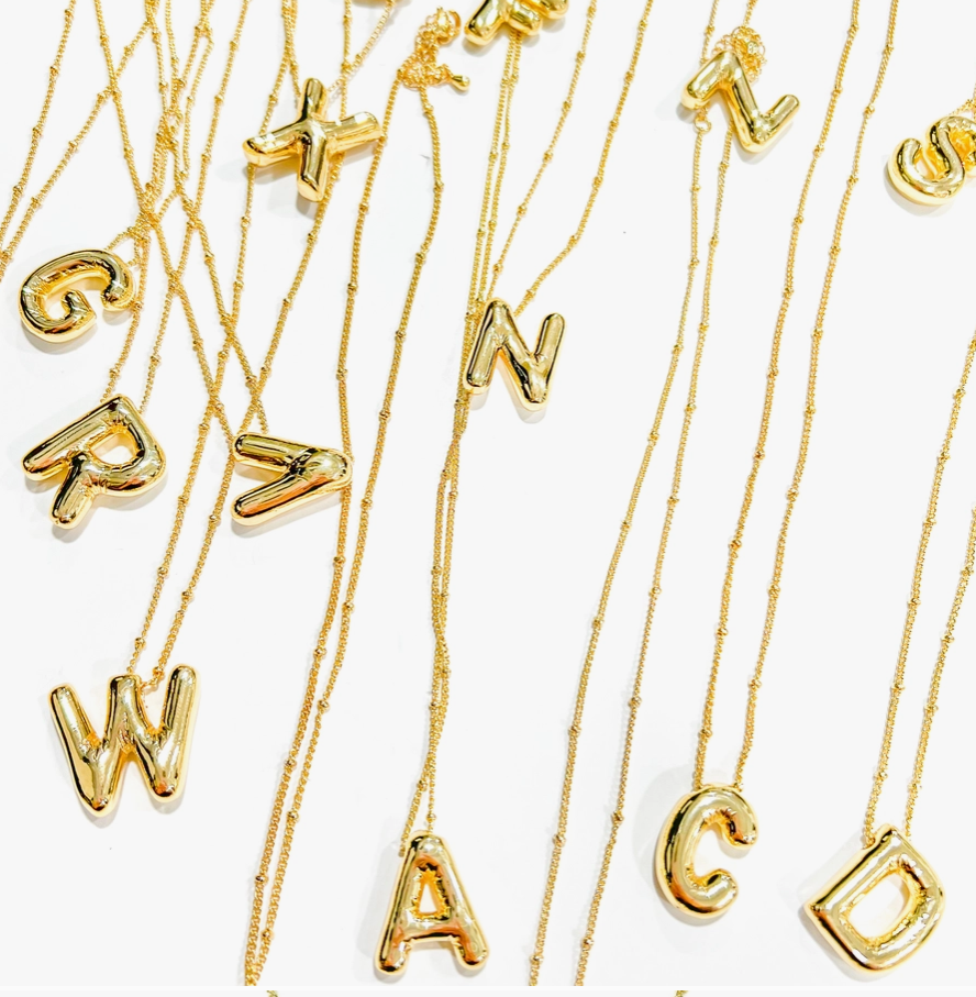 Initial Balloon Bubble 18K Gold Necklace