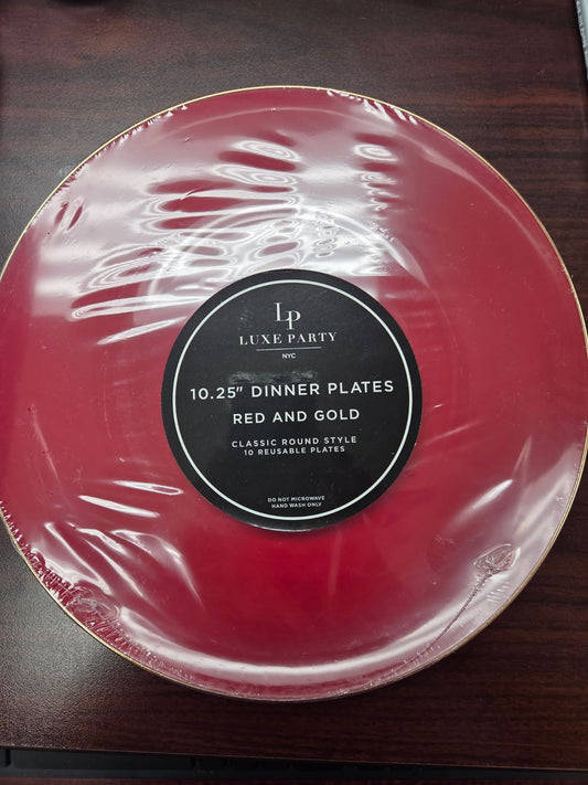 Deep red and gold plates