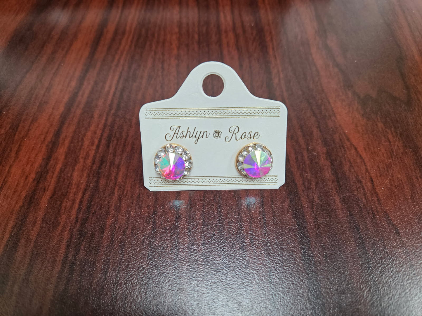 Iridescent round earrings