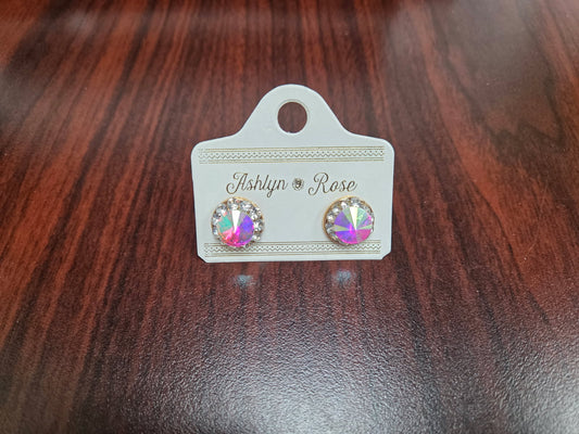 Iridescent round earrings