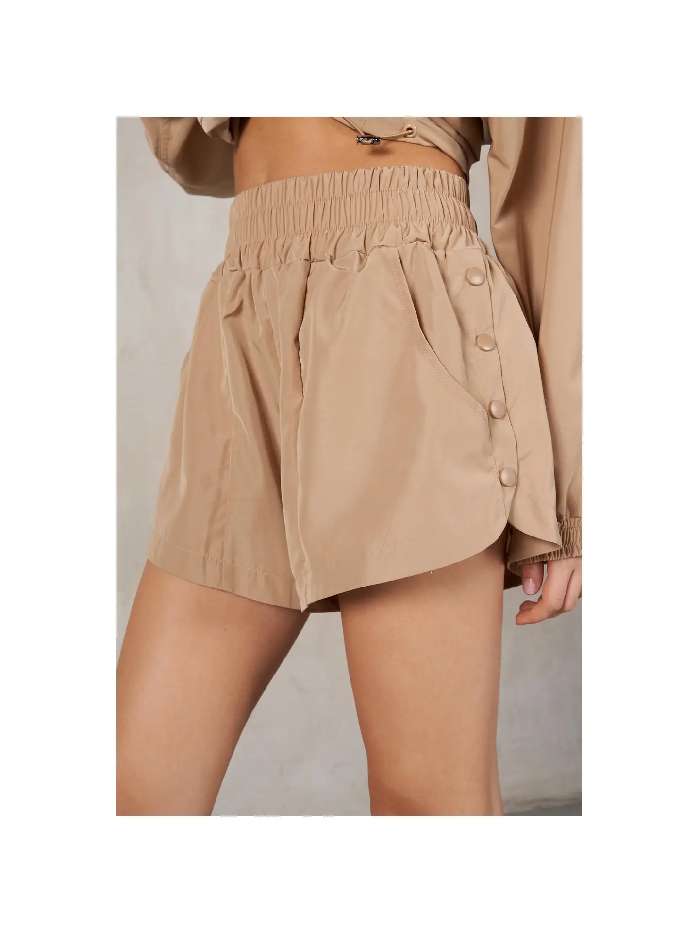 LLM Side Snap Down Button Shorts