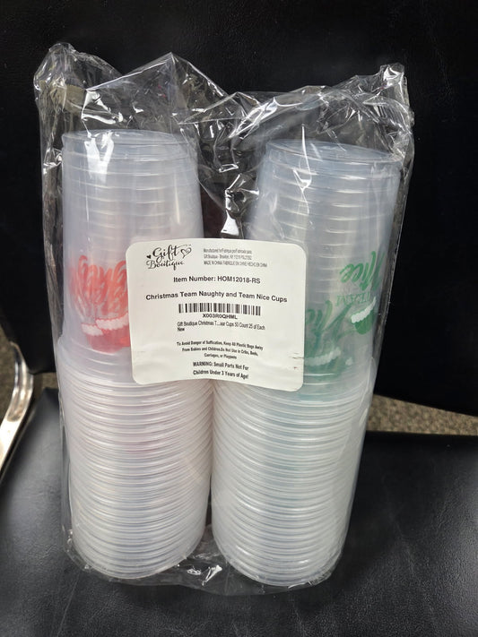 Christmas team naughty and nice plastic cups