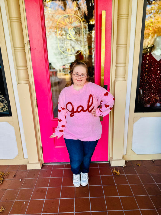 SG Gal Pink Fuzzy Sweater