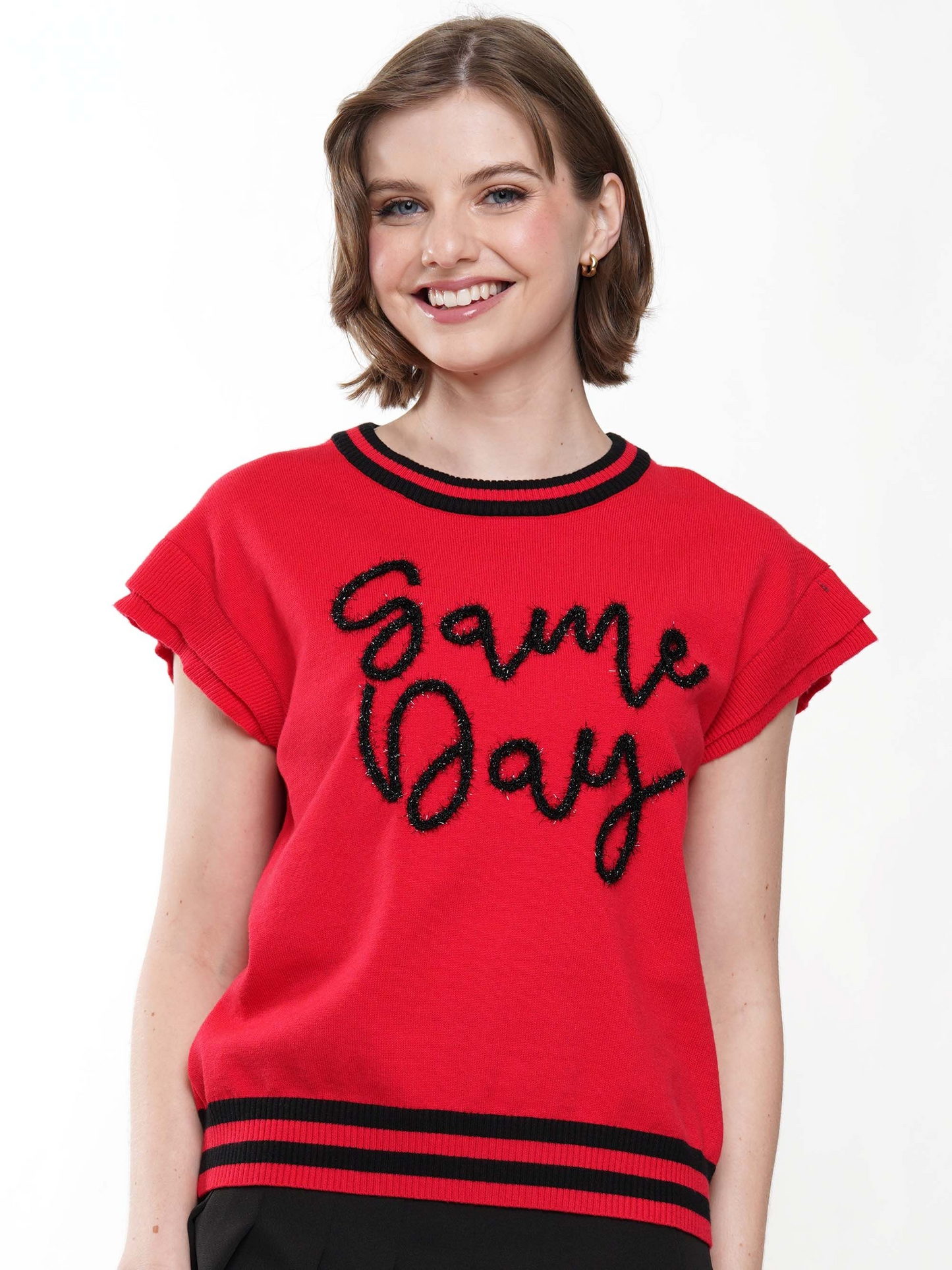 Game Day Ruffled Sleeve Knit