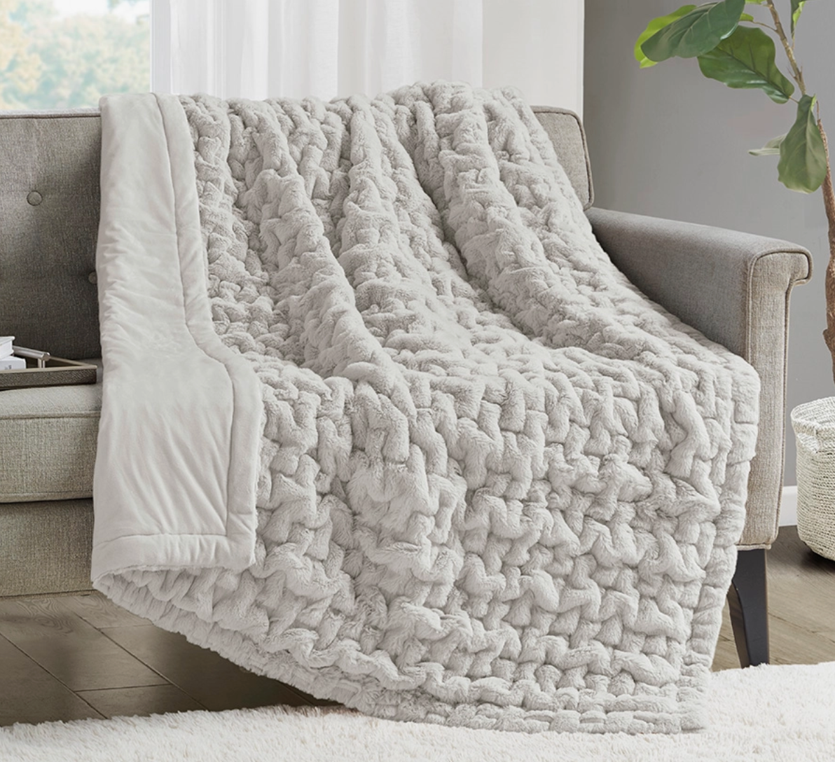 Ruched Fur Throw