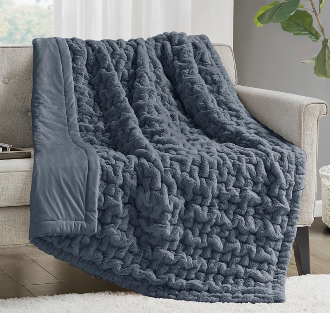 Ruched Fur Throw