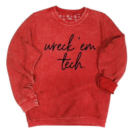 Barcelony Crewneck Corded Fleece In Red - Texas Tech