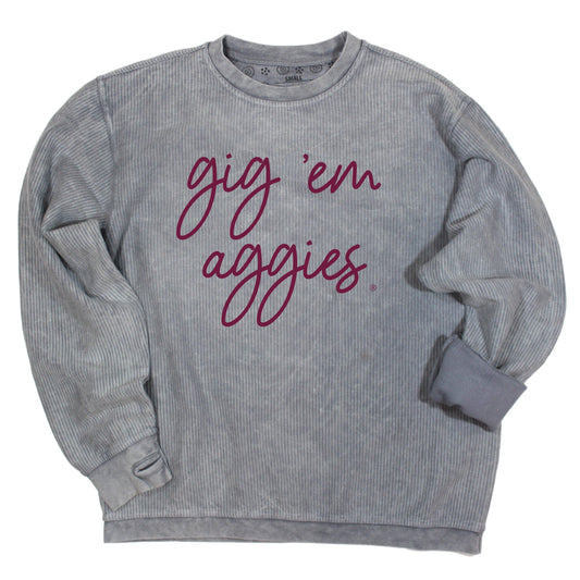 Barcelony Crewneck Corded Fleece In Gray - Texas A&M