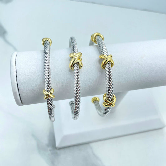 18k Gold Filled & Silver Filled Cable Cuff Bracelets